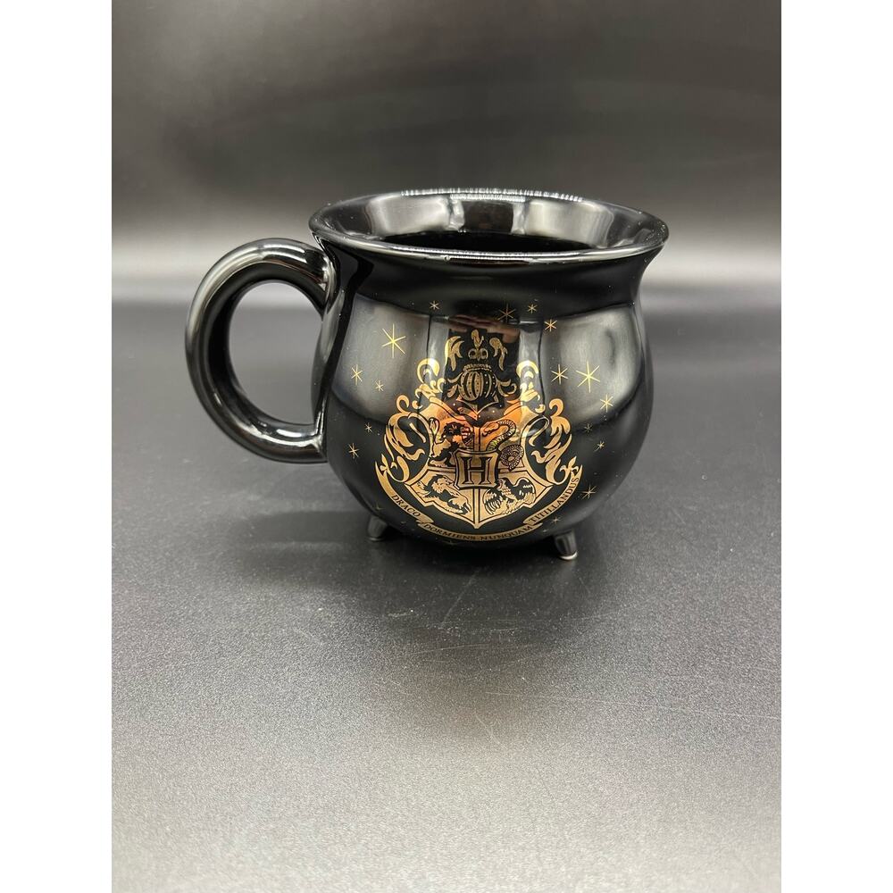 Harry Potter Cauldron Footed Black & Gold H Coffee Mug Cup Warner Bros.